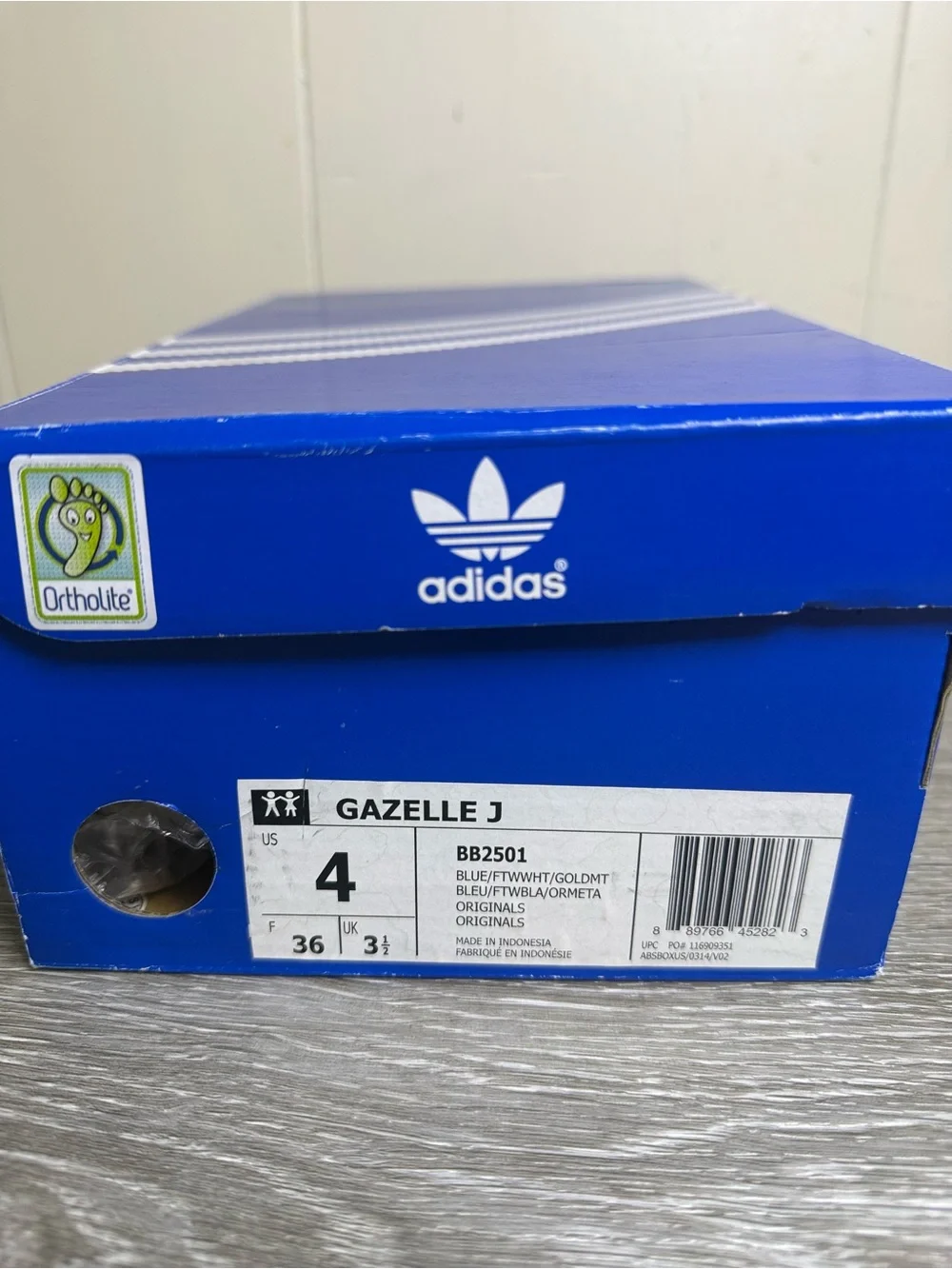 Adidas Gazelle J Royal Blue White Suede Sneakers Shoes Y Size 4 /(BB2501)